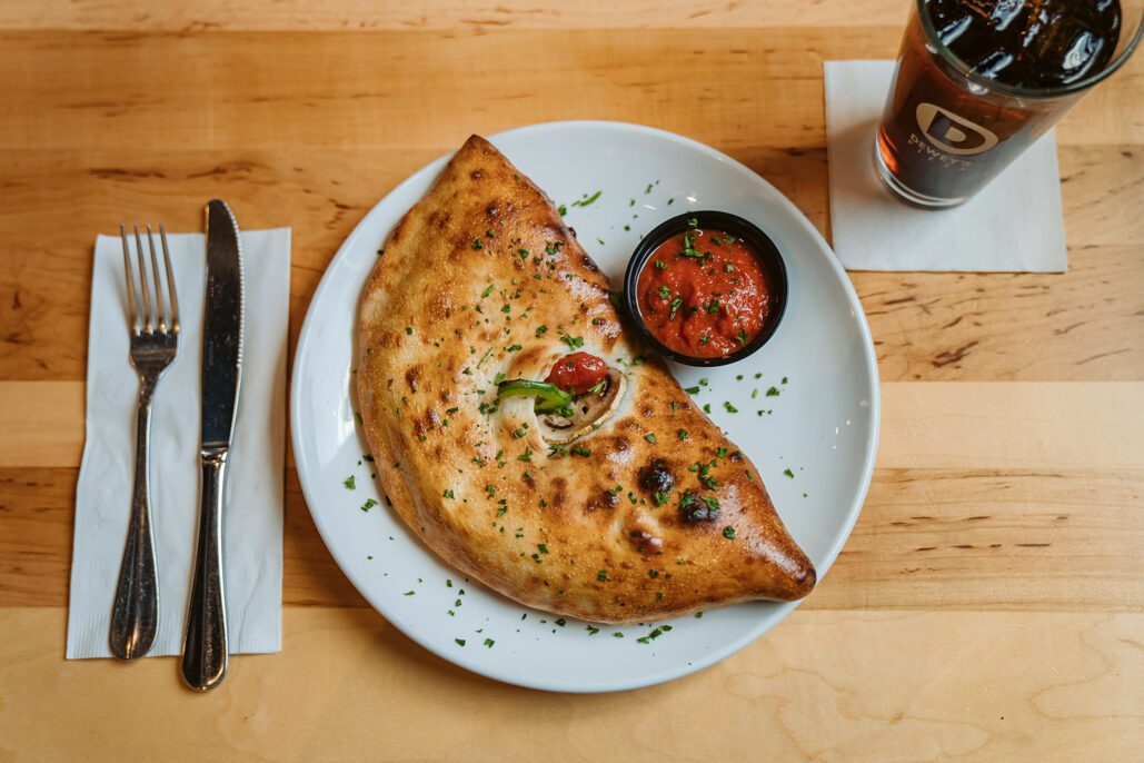 a calzone and soft drink