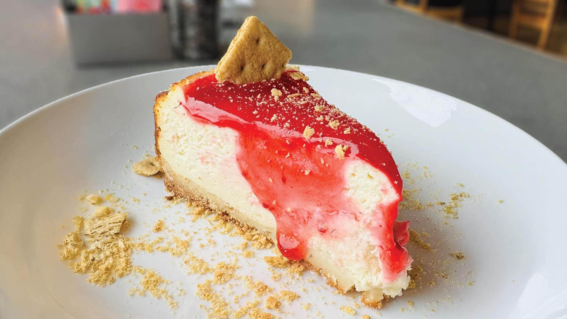 Dewey's Pizza - Columbus Dessert. Vanilla Bean Raspberry Cheesecake made by The Cheesecake Girl.